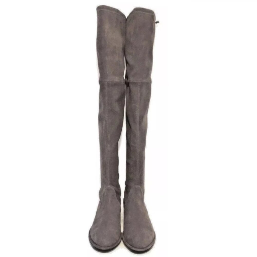 Stuart Weitzman Lowland OTK Boots Gray Suede 7 Minimalist Feminine Quiet Luxury - Picture 5 of 10